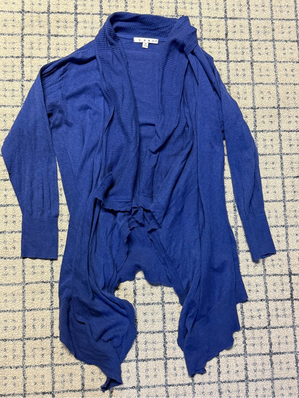 CAbi Royal Blue Draped Open-Front Cardigan EUC Women’s Medium